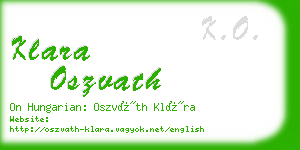 klara oszvath business card